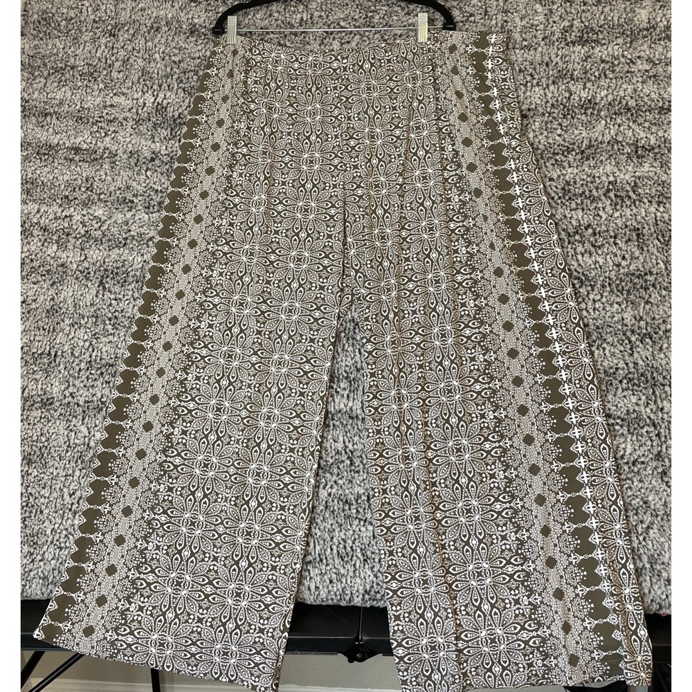 Attitudes by Renee Womens 2XP Wide Leg Pants Geometric Medallion Print Resort